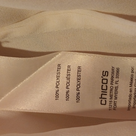 Chico's ButtonUp Blouse, Jeweled Butterflies Collar, Long Sleeve,Cuffs, Ivory, L - Picture 3 of 13